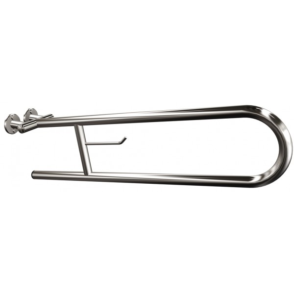 Uchwyt półokrągły Ø25 uchylny 70cm z wieszakiem na papier ANDEX Bez Barier 801/W/70CC stal nierdzewna polerowana