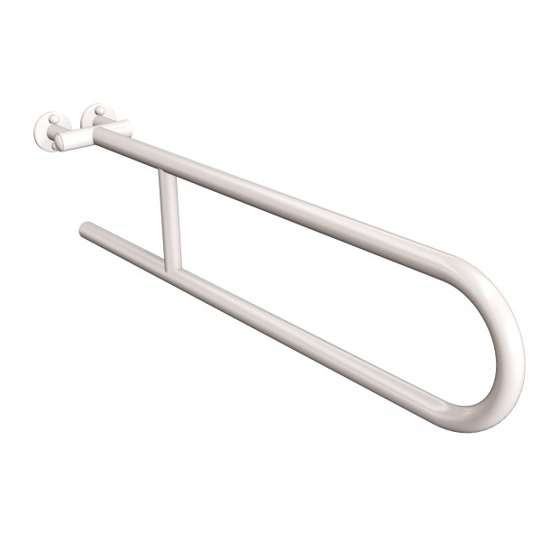 Uchwyt półokrągły Ø25 stały 75cm ANDEX Bez Barier 800/75B stal nierdzewna biały