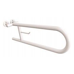Uchwyt półokrągły Ø25 uchylny 60cm z wieszakiem na papier ANDEX Bez Barier 801/W/B stal nierdzewna biały