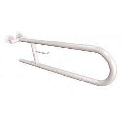 Uchwyt półokrągły Ø25 uchylny 70cm z wieszakiem na papier ANDEX Bez Barier 801/W/70B stal nierdzewna biały