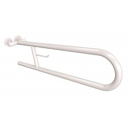 Uchwyt półokrągły Ø25 uchylny 75cm z wieszakiem na papier ANDEX Bez Barier 801/W/75B stal nierdzewna biały