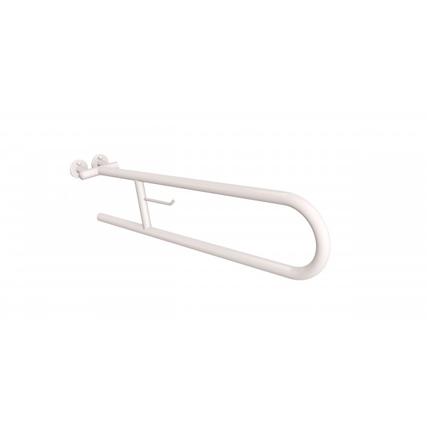 Uchwyt półokrągły Ø25 uchylny 80cm z wieszakiem na papier ANDEX Bez Barier 801/W/80B stal nierdzewna biały