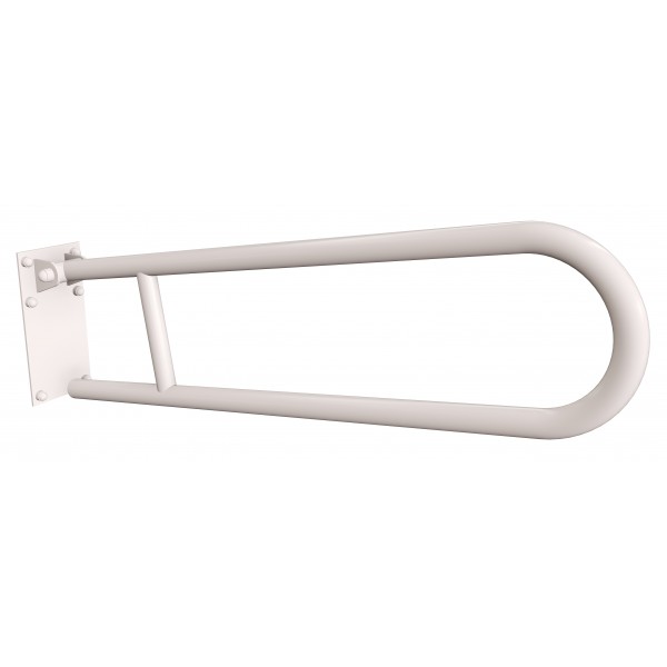 Uchwyt półokrągły Ø25 uchylny 75cm z płytą ANDEX Bez Barier 820/75B stal nierdzewna biały