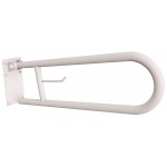 Uchwyt półokrągły Ø25 uchylny 60cm z płytą i wieszakiem na papier ANDEX Bez Barier 820/W/B stan nierdzewna biały