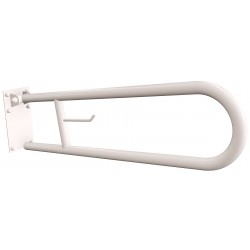 Uchwyt półokrągły Ø25 uchylny 70cm z płytą i wieszakiem na papier ANDEX Bez Barier 820/W/70B stal nierdzewna biały