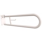 Uchwyt półokrągły Ø25 uchylny 70cm z płytą i wieszakiem na papier ANDEX Bez Barier 820/W/70B stal nierdzewna biały