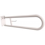 Uchwyt półokrągły Ø25 uchylny 75cm z płytą i wieszakiem na papier ANDEX Bez Barier 820/W/75B stal nierdzewna biały