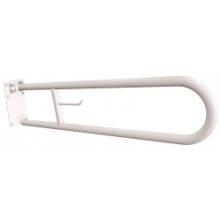 Uchwyt półokrągły Ø25 uchylny 80cm z płytą i wieszakiem na papier ANDEX Bez Barier 820/W/80B stal nierdzewna biały