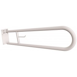 Uchwyt półokrągły Ø25 uchylny 85cm z płytą i wieszakiem na papier ANDEX Bez Barier 820/W/85B stal nierdzewna biały