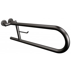 Uchwyt półokrągły Ø25 uchylny 60cm z wieszakiem na papier ANDEX Bez Barier 801/W/NG stal nierdzewna czarny
