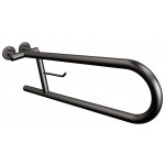 Uchwyt półokrągły Ø25 uchylny 60cm z wieszakiem na papier ANDEX Bez Barier 801/W/NG stal nierdzewna czarny