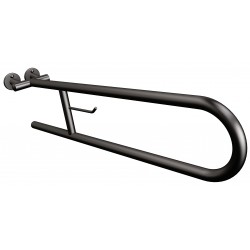 Uchwyt półokrągły Ø25 uchylny 75cm z wieszakiem na papier ANDEX Bez Barier 801/W/75NG stal nierdzewna czarny