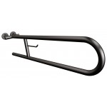 Uchwyt półokrągły Ø25 uchylny 80cm z wieszakiem na papier ANDEX Bez Barier 801/W/80NG stal nierdzewna czarny