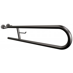 Uchwyt półokrągły Ø25 uchylny 85cm z wieszakiem na papier ANDEX Bez Barier 801/W/85NG stal nierdzewna czarny