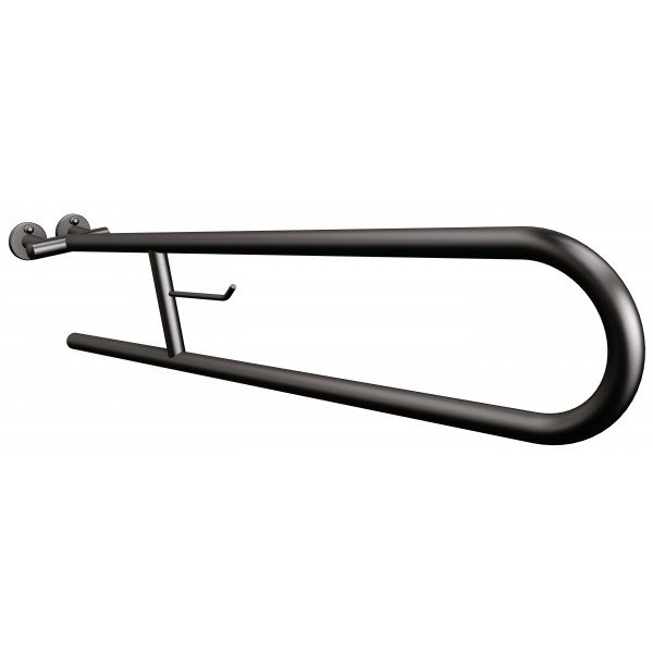 Uchwyt półokrągły Ø25 uchylny 85cm z wieszakiem na papier ANDEX Bez Barier 801/W/85NG stal nierdzewna czarny