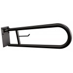 Uchwyt półokrągły Ø25 uchylny 60cm z płytą i wieszakiem na papier ANDEX Bez Barier 820/W/NG stal nierdzewna czarny