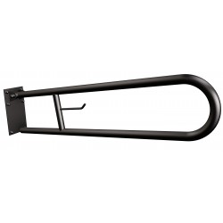 Uchwyt półokrągły Ø25 uchylny 80cm z płytą i wieszakiem na papier ANDEX Bez Barier 820/W/80NG stal nierdzewna czarny