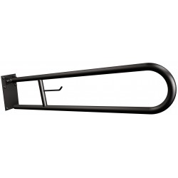 Uchwyt półokrągły Ø25 uchylny 85cm z płytą i wieszakiem na papier ANDEX Bez Barier 820/W/85NG stal nierdzewna czarny