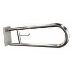 Uchwyt półokrągły Ø25 uchylny 60cm z płytą i wieszakiem na papier ANDEX Bez Barier 820/W/CC stal nierdzewna polerowana