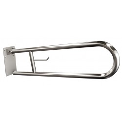 Uchwyt półokrągły Ø25 uchylny 70cm z płytą i wieszakiem na papier ANDEX Bez Barier 820/W/70CC stal nierdzewna polerowana