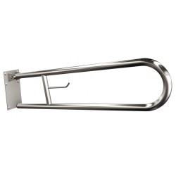 Uchwyt półokrągły Ø25 uchylny 75cm z płytą i wieszakiem na papier ANDEX Bez Barier 820/W/75CC stal nierdzewna polerowana