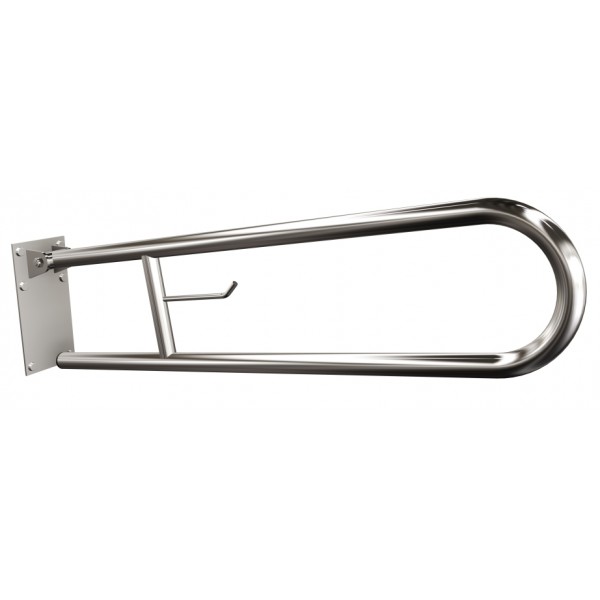 Uchwyt półokrągły Ø25 uchylny 75cm z płytą i wieszakiem na papier ANDEX Bez Barier 820/W/75CC stal nierdzewna polerowana