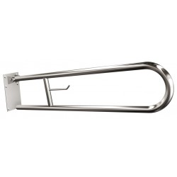 Uchwyt półokrągły Ø25 uchylny 80cm z płytą i wieszakiem na papier ANDEX Bez Barier 820/W/80CC stal nierdzewna polerowana