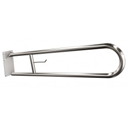 Uchwyt półokrągły Ø25 uchylny 85cm z płytą i wieszakiem na papier ANDEX Bez Barier 820/W/85CC stal nierdzewna polerowana