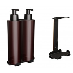 Uchwyt-dozownik mydła w płynie i szamponu samoprzylepny 2x300ml ANDEX Technic 387NG stal nierdzewna czarny