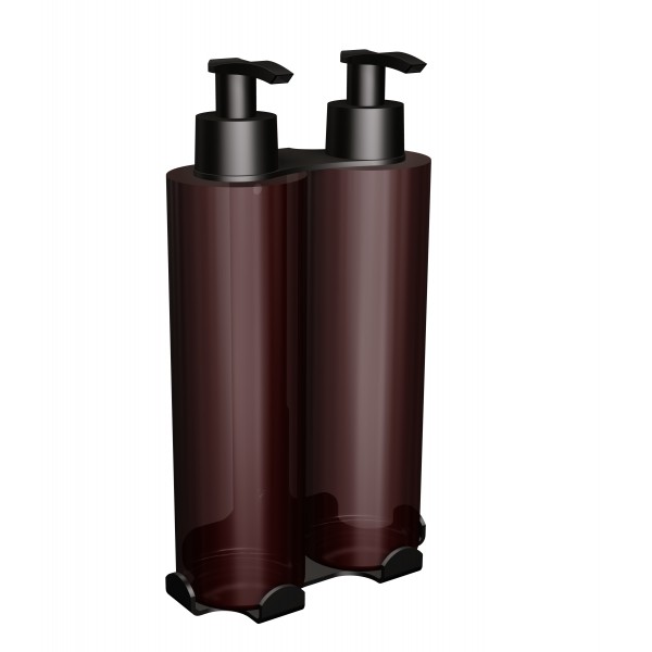 Uchwyt-dozownik mydła w płynie i szamponu 2x300ml ANDEX Technic 349NG stal nierdzewna czarny