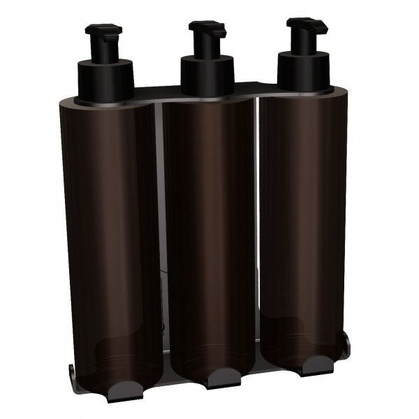 Uchwyt-dozownik mydła w płynie,szamponu, odżywki 3x300ml ANDEX Technic 350NG stal nierdzewna czarny