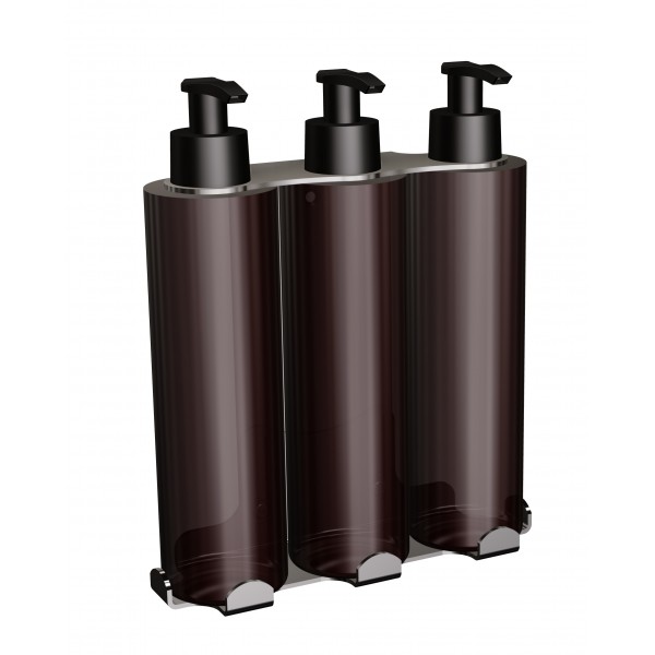 Uchwyt-dozownik mydła w płynie, szamponu, i odżywki 3x300ml ANDEX Technic 350SG stal nierdzewna polerowana
