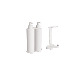 Uchwyt-dozownik mydła w płynie i szamponu 2x300ml ANDEX Technic 349B stal nierdzewna biały