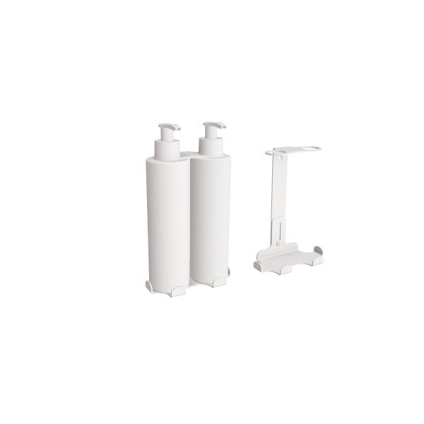Uchwyt-dozownik mydła w płynie i szamponu 2x300ml ANDEX Technic 349B stal nierdzewna biały