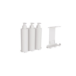 Uchwyt-dozownik mydła w płynie, szamponu, i odżywki 3x300ml ANDEX Technic 350B stal nierdzewna biały
