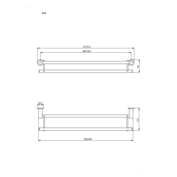 Wieszak 2-u rurkowy 50 cm ANDEX Sanibella 503CC chrom
