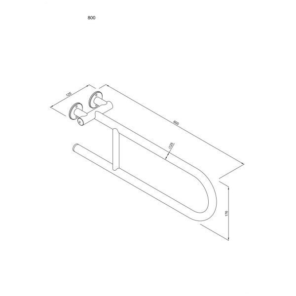 Uchwyt półokrągły Ø25 stały 60cm ANDEX Bez Barier 800CC stal nierdzewna polerowana