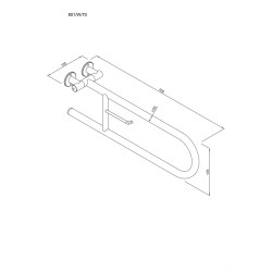 Uchwyt półokrągły Ø25 uchylny 70cm z wieszakiem na papier ANDEX Bez Barier 801/W/70B stal nierdzewna biały