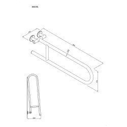 Uchwyt półokrągły Ø25 uchylny 85cm ANDEX Bez Barier 801/85B stal nierdzewna biały