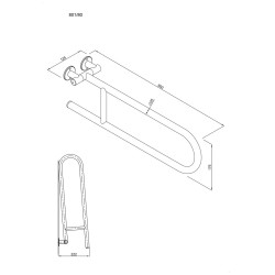 Uchwyt półokrągły uchylny 80 cm ANDEX Bez Barier 801/80/B stal nierdzewna biały
