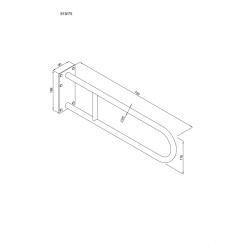 Uchwyt półokrągły Ø25 stały 75cm z płytą ANDEX Bez Barier 819/75B stal nierdzewna biały
