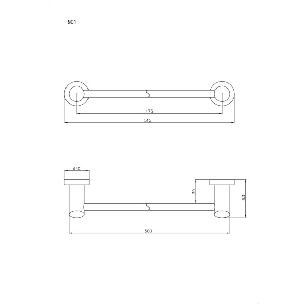 Wieszak rurka długość 50cm ANDEX Novel 901SG stal nierdzewna polerowana