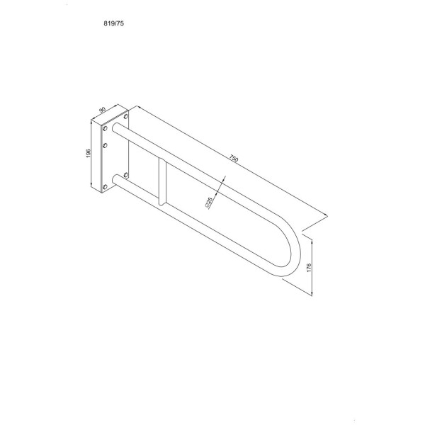 Uchwyt półokrągły Ø25 stały 75cm z płytą ANDEX Bez Barier 819/75NG stal nierdzewna czarny