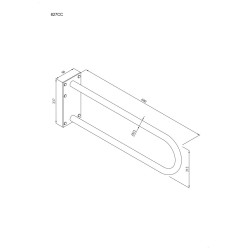 Uchwyt półokrągły Ø32 stały 60cm z płytą ANDEX Bez Barier 827B stal nierdzewna biały