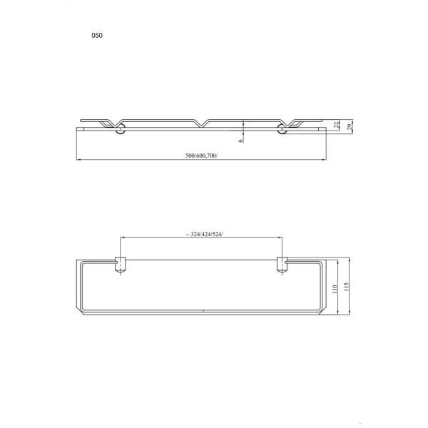 Półka łazienkowa szklana z ramką 70cm ANDEX Classic 050/70/CC chrom