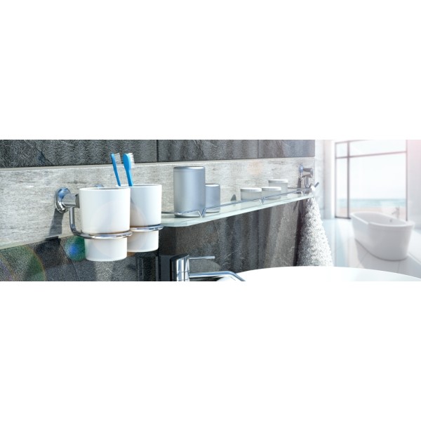 Półka łazienkowa szklana z ramką 70 cm ANDEX Classic 050/70/CC chrom