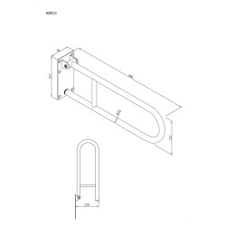 Uchwyt półokrągły Ø32 uchylny 60cm z płytą ANDEX Bez Barier 828CC stal nierdzewna polerowana