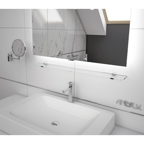 Półka łazienkowa szklana 50cm ANDEX Classic 051/50/CC chrom