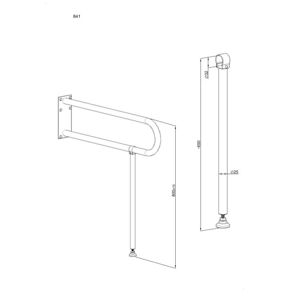 Podpora (noga) Ø32 do uchwytu stałego ANDEX Bez Barier 841CC stal nierdzewna polerowana