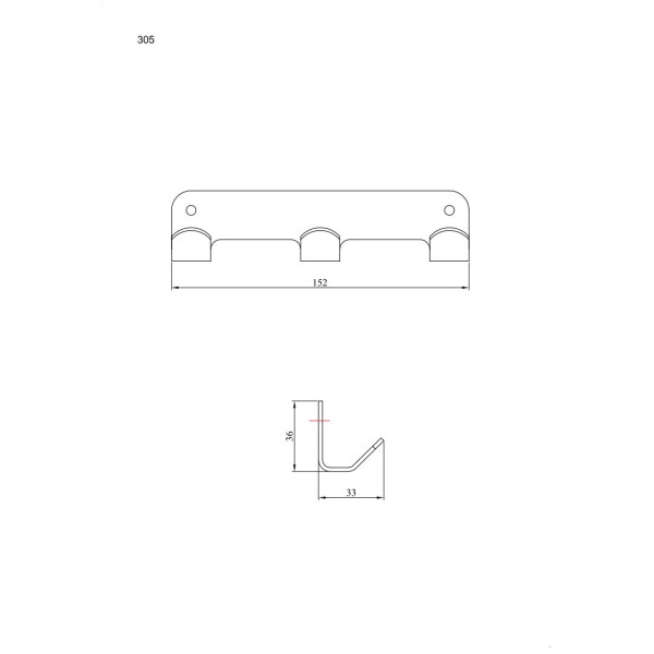 Wieszak 3-hakowy ANDEX Technic 305NG stal nierdzewna czarny